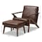 Baxton Studio Bianca Walnut Wood Brown Faux Leather Lounge Chair and Ottoman Set 140-7544-7547 - alternate 5